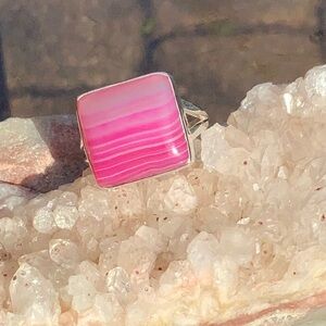 BOTSWANA AGATE 925 STERLING SILVER RING, SIZE 8